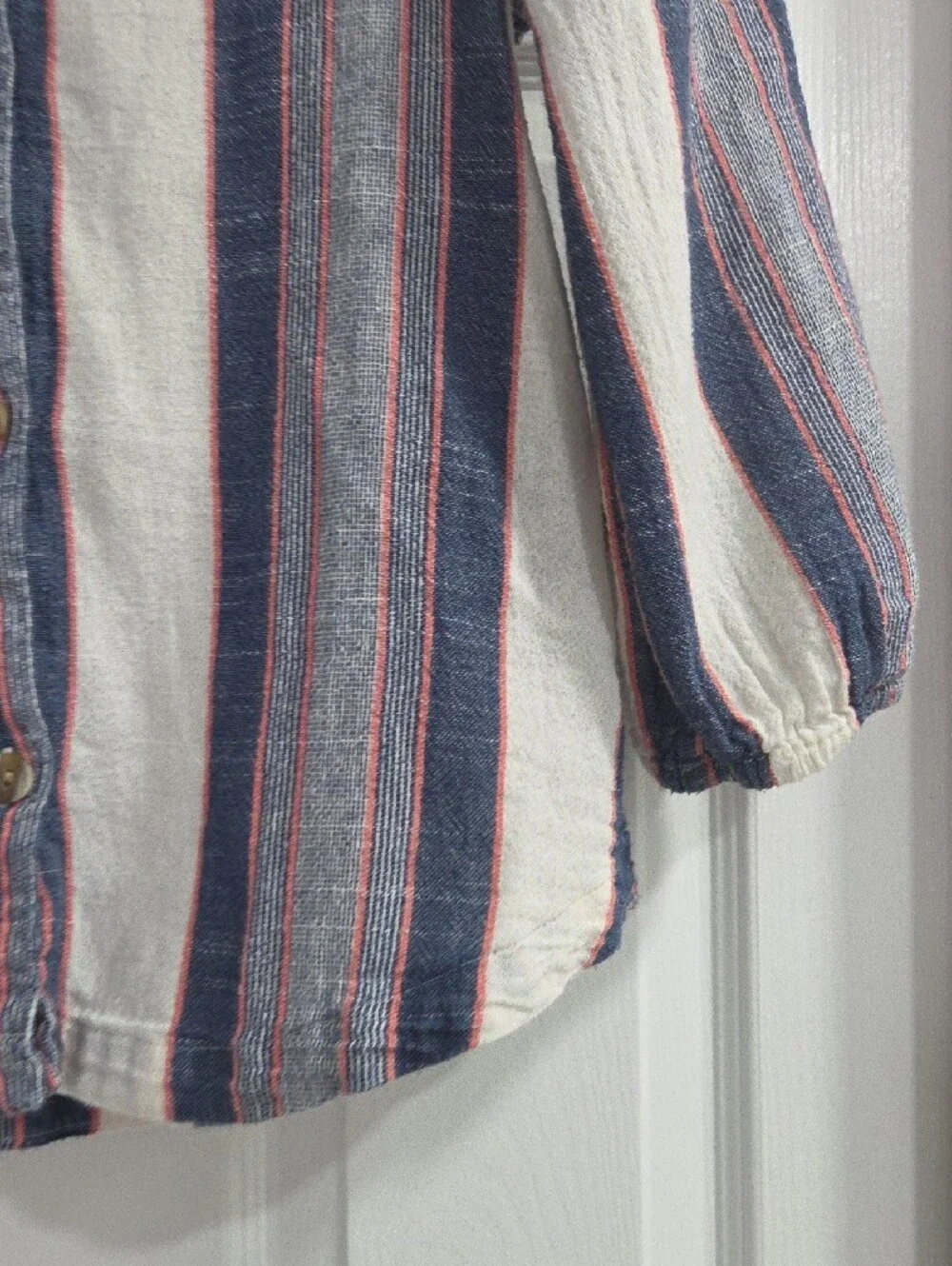 Anthropologie Blue, White & Red Striped Button-Front Top - Cloth & Stone